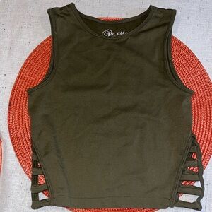 Luzette Collection Army Olive Green Breathable Lightweight Tank Top size OS EUC
